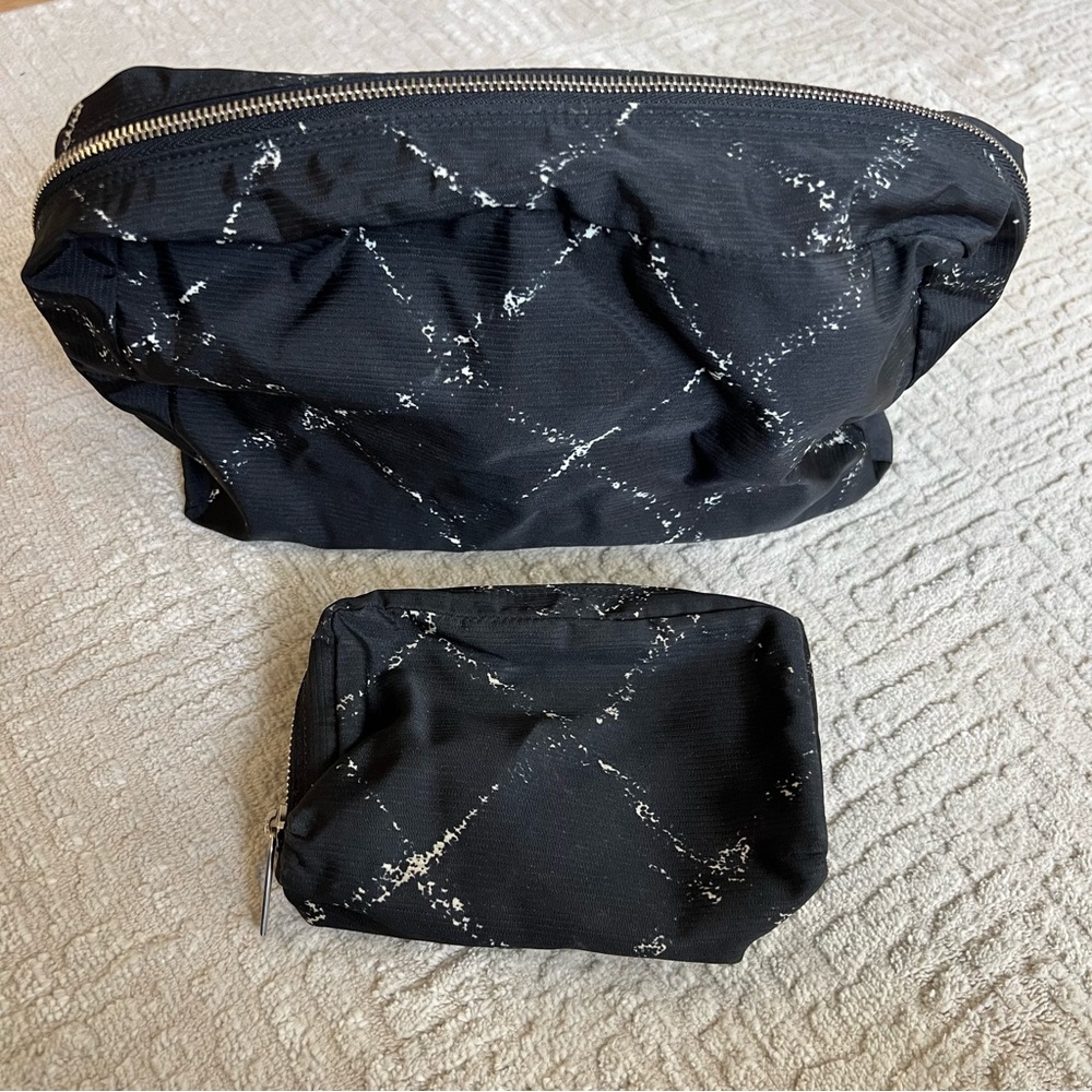 Chanel Pouch Travel Line Nylon Black White Women's Bag